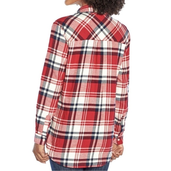 Gap Women's Flannel Button Front Shirt XL Red Cotton Plaid Comfy Outdoor - Picture 4 of 16